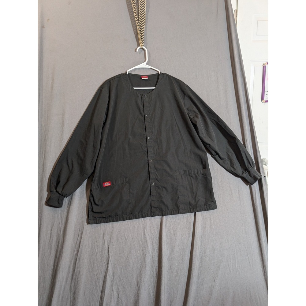 Dickies Snap Front Lined Windbreaker Men's Nylon‎ Jacket Black Size Medium